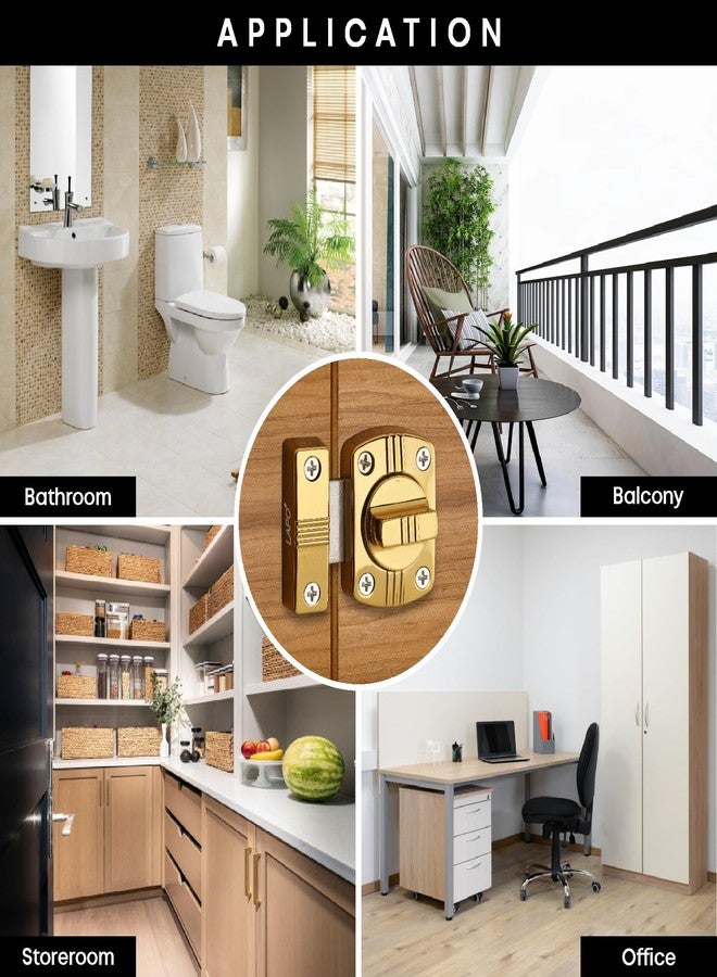 LAPO 1 Piece Latch Lock for Bathroom, Door Latch for Home, Door Stopper, Chitkani, Baby Latch for Balcony, Storeroom, Bedroom (Material- Zinc, PVD Gold Finish, 3 Years Warrany)-SQR - Image 4